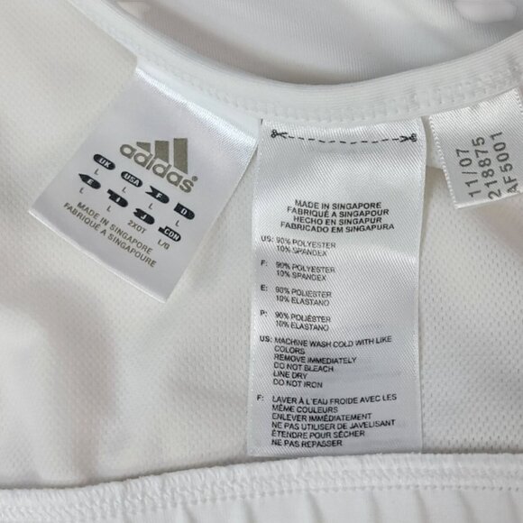 Adidas Unpadded Sports Bra White Large Lined Racerback Pullover Logo Full AF5001 - Picture 7 of 7